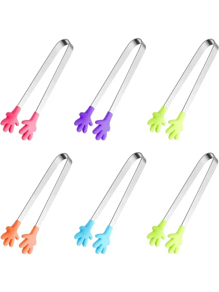 5PCS Mini Tong, Hand Shape Silicone Food Tongs, 5Inch Kid Tongs for Sugar Cubes Kitchen Tongs Perfect for Kids