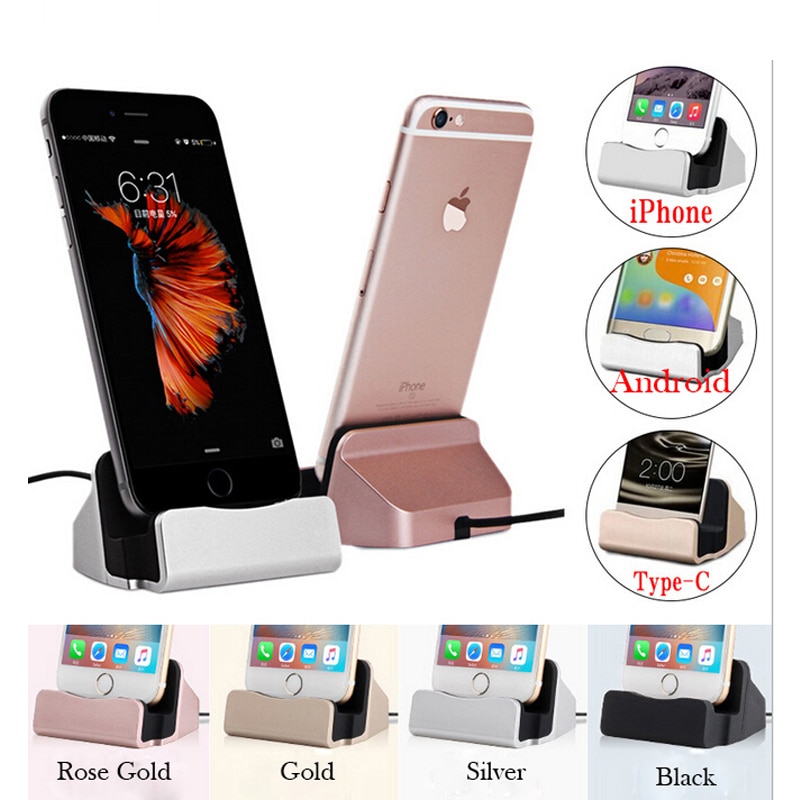 Estación de acoplamiento USB tipo C, soporte de cargador Micro USB para iPhone 7, 8 Plus, XS, Xiaomi 8, 9, A1, A2, Redmi 4, 4X, 5, 5A, 6A, 7, 7A