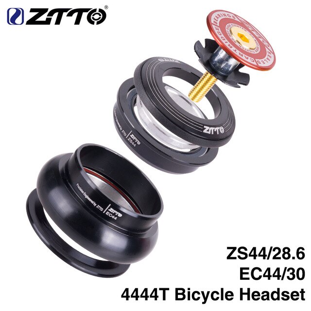 4444T MTB Bike Road Bicycle Headset 44mm ZS44 CNC 1 1/8"-1 1/2" 1.5 Tapered Tube fork Internal Threadless EC44 Headset ZTTO: red