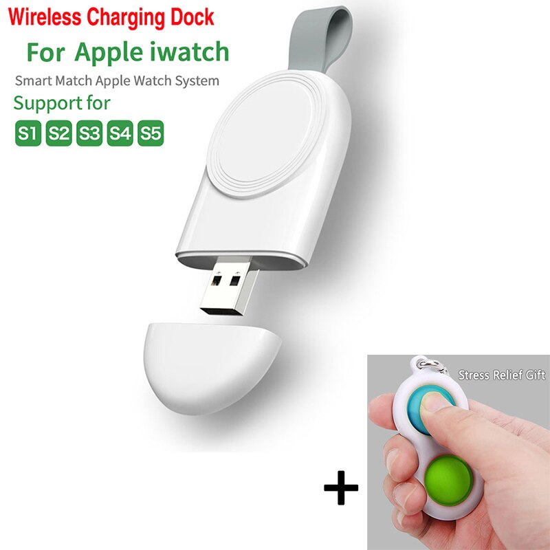 Wireless Charger Base iwatch magnetic charger 2W MAX small portable USB connection Wireless charging watch charger ABS+PC: White po