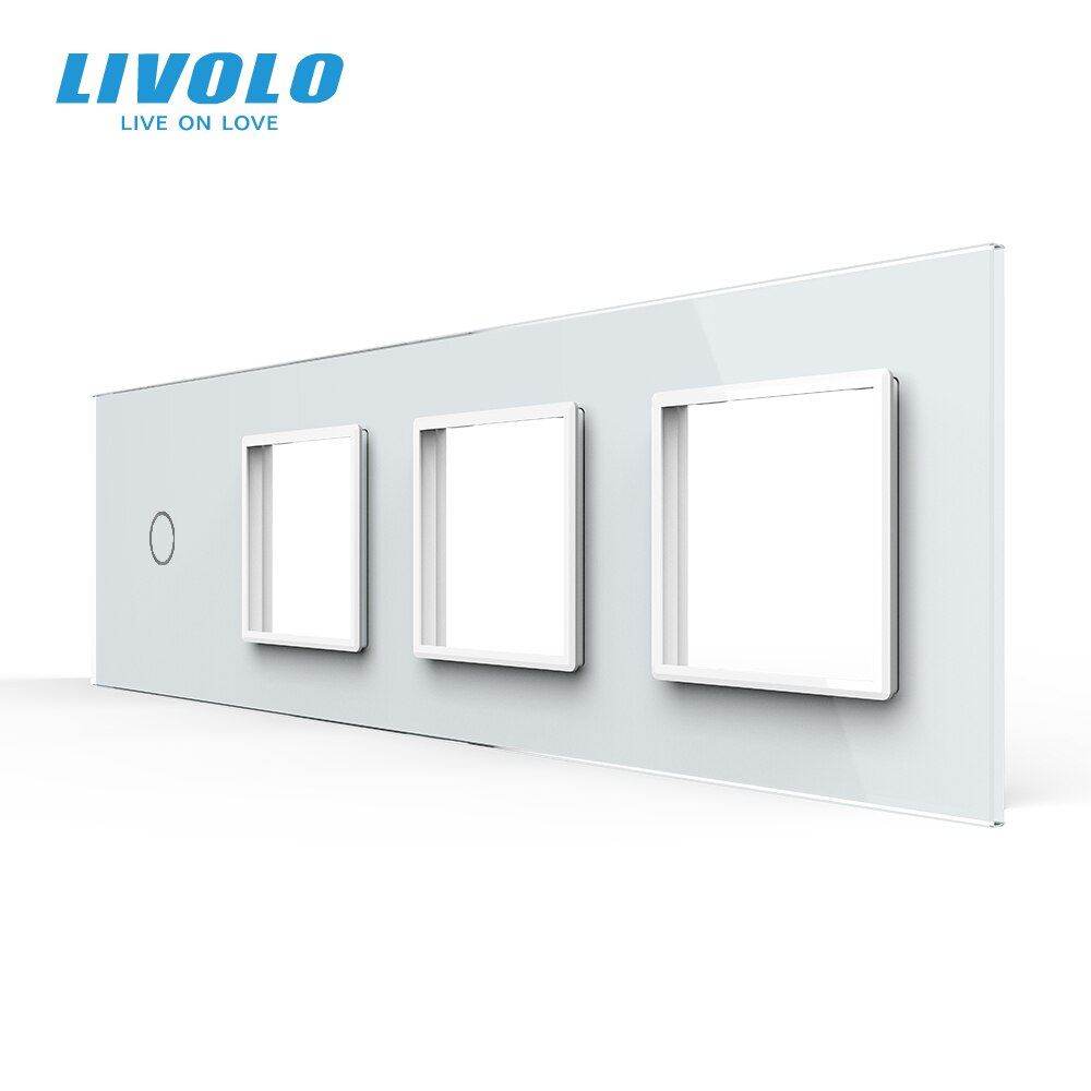 Livolo Luxury Crystal Glass Switch Panel, 294mm*80mm,EU standard,Quadruple Glass Panel ,DIY by yourself,4colors free choose: C7-C1-SR-SR-SR-11