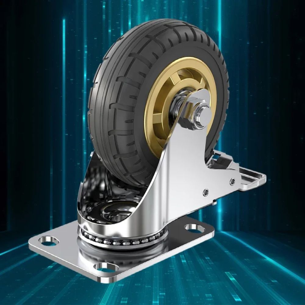 Noiseless Furniture Caster Heavy Loads Transporter Swivel Caster With Brake Rubber Roller Wheel Tire Trolley Chair Mover