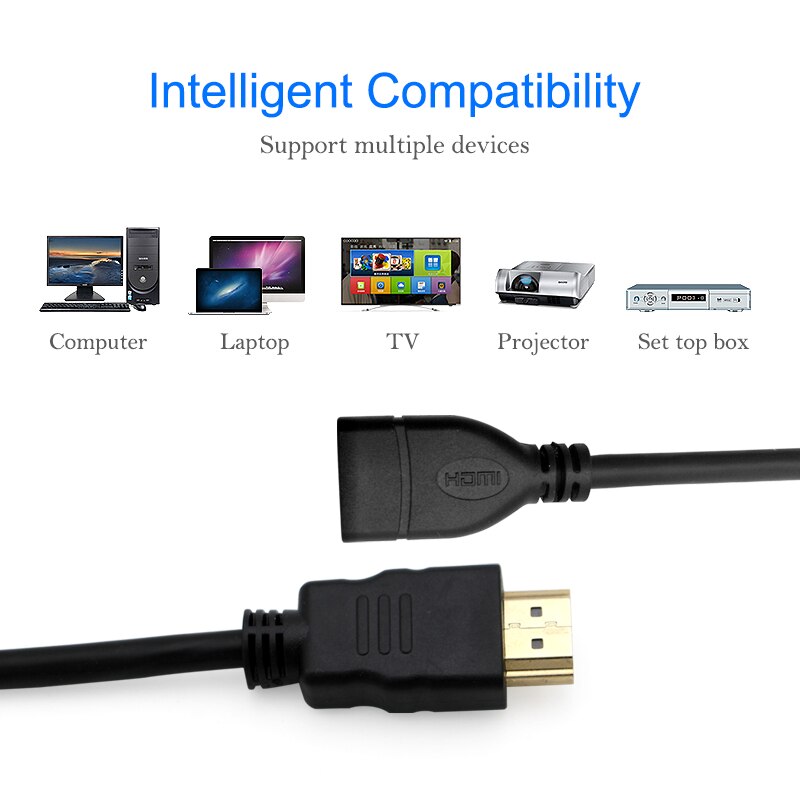 HDMI-compatible Male to Female Cable Connector Adapter Port 1080P Projector Displays Monitor HDTV Extension 0.3 0.5 1 1.5m 2m 3m
