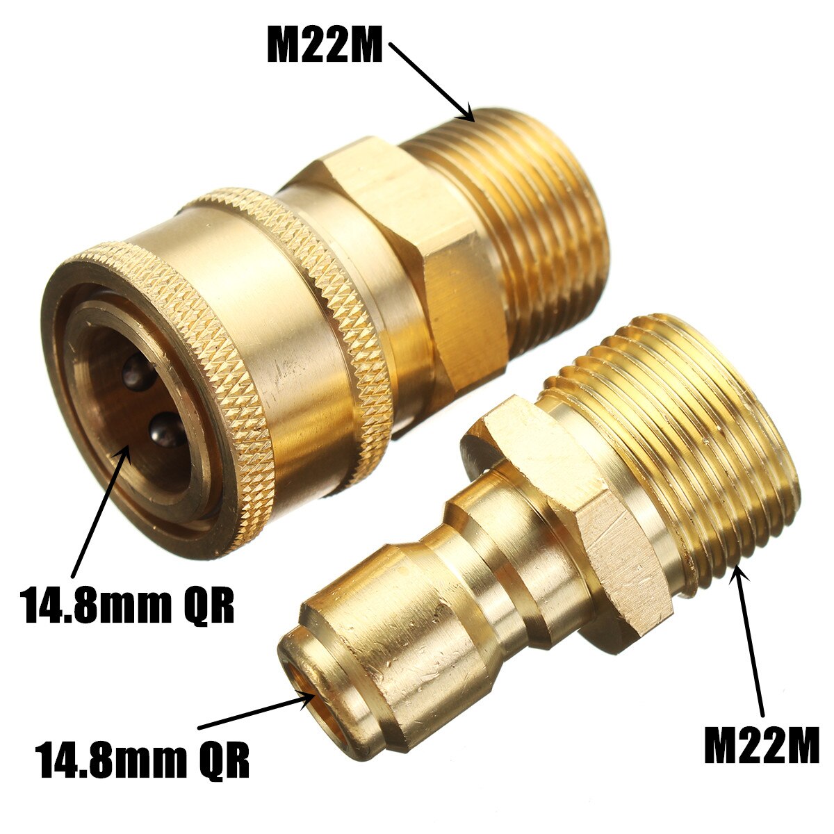 2pcs 3/8" Quick Connect Coupler Adapter Male To M22 Male Pressure Washer Connector for Quick Connecting Garden Hose Car Washer