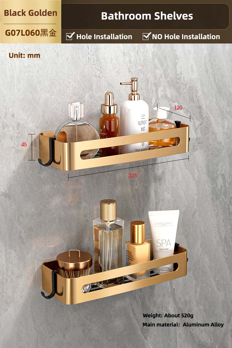 Zwart Gouden Badkamer Hardware Handdoekhouder Bar Rack Handdoek Houder Rij Haak Tissue Rack Wc Borstel Papier Houders: G07L060