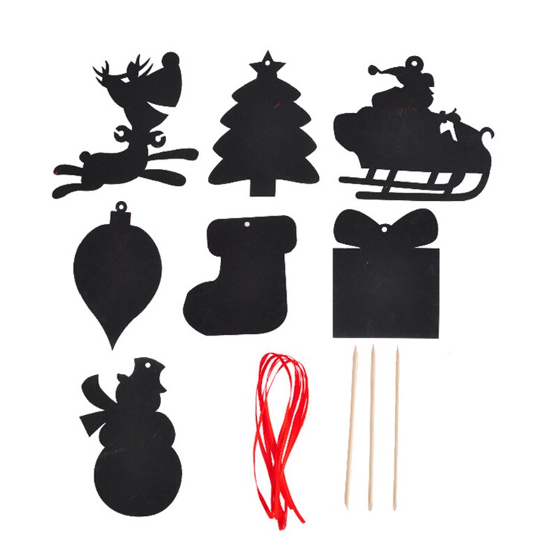 Balleenshiny 7 st diy jul scratch målningar barn rita leksak magi konst barn xmas dekor baby tidiga pedagogiska leksaker: Default Title