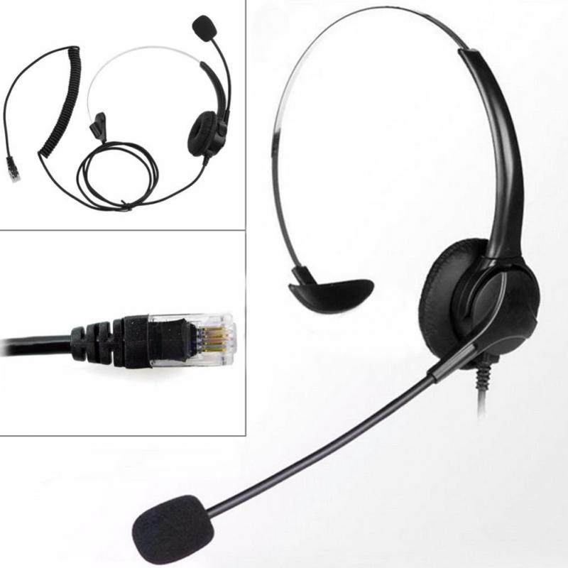 Telephone Headset Call Center Operator Monaural Headphone Customer Service Landline Voice Call Chat Headset Earphone ~