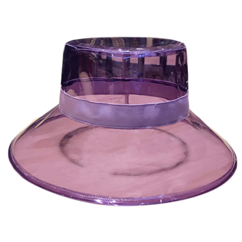 Unisex PVC Transparent Bucket Hat Bright Jelly Wide Brim Waterproof Rain hat 83XF: PL
