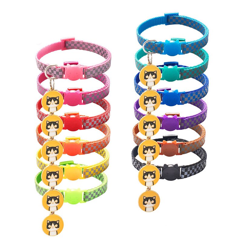 Reflective Charm and Bell Cat Collar Safety Elastic Adjustable Colors Pet Product Small Dog Collar for Kitten Puppy Pets