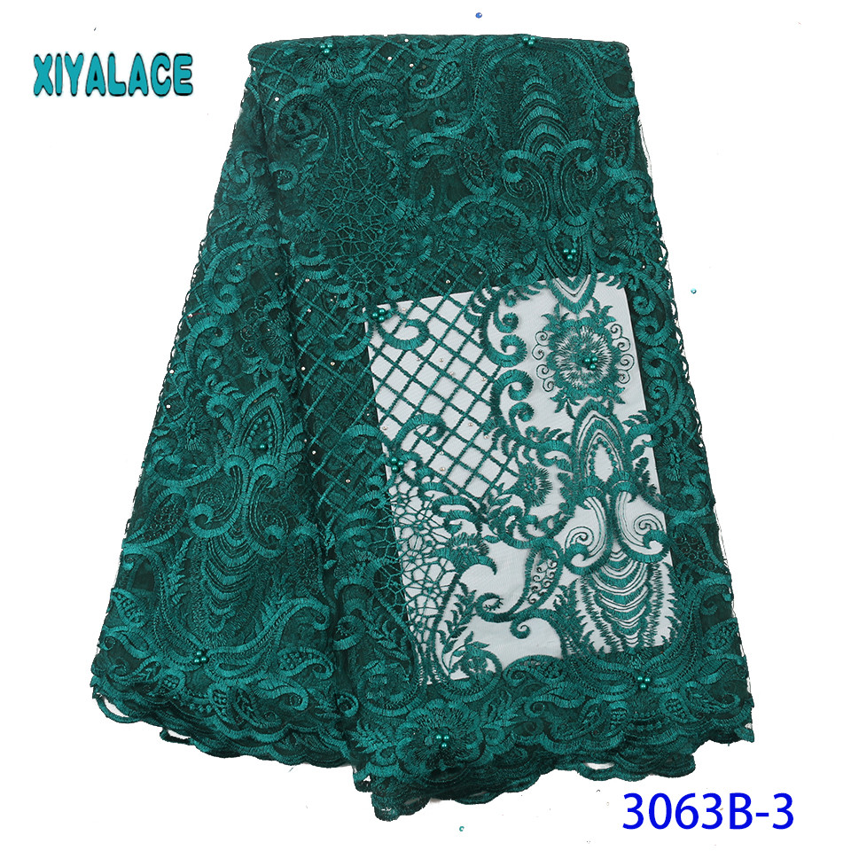 Embroidered Nigerian Lace Fabric Cotton African Lace Fabric French Lace Fabric Wedding Party Dress YA3063B-1