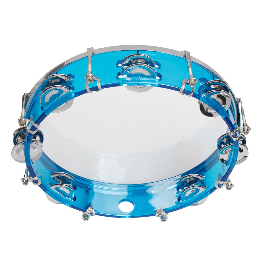 10 Inch Tambourine Percussion Instrument Self-Tuning Tone Hand Drum Double Row Jingles Bell Musical Educational Toys