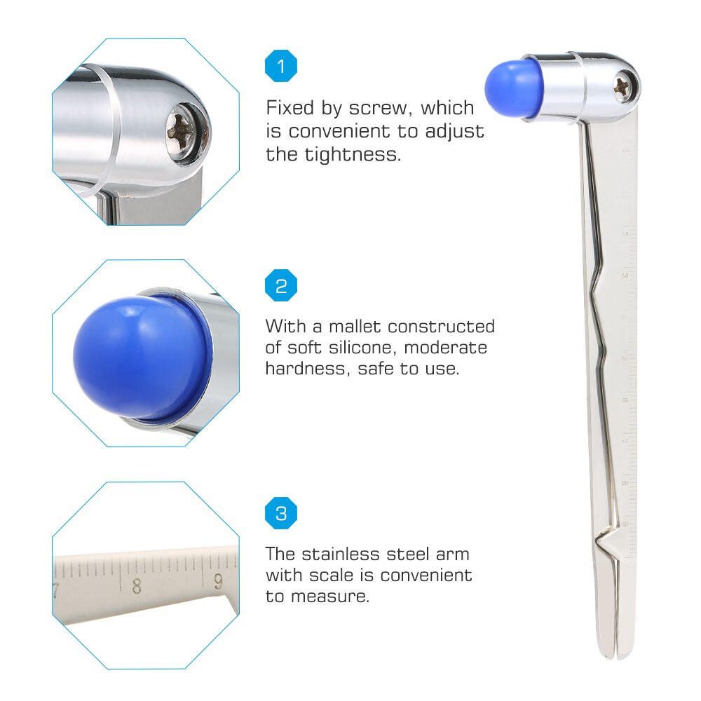 Neurological Reflex Hammer Caliper Multifunction Scale Percussion Hammer Diagnostic Hammer Massage Tool Stainless Steel