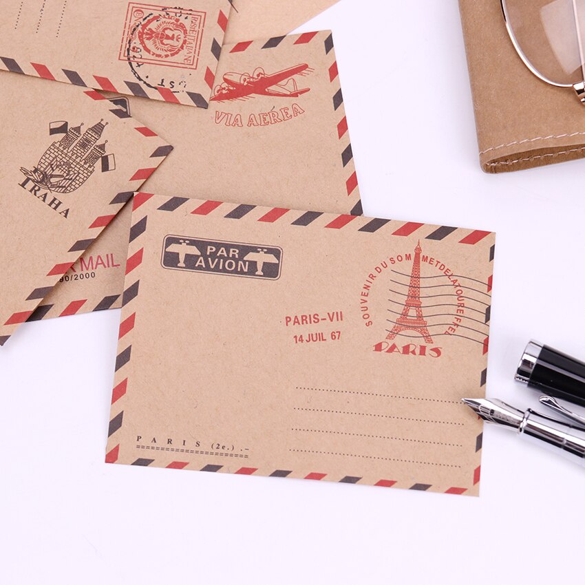 Mini sobre de papel Vintage de París, sobres de papel Kraft Kawaii, papelería coreana para tarjetas, 10 Uds.