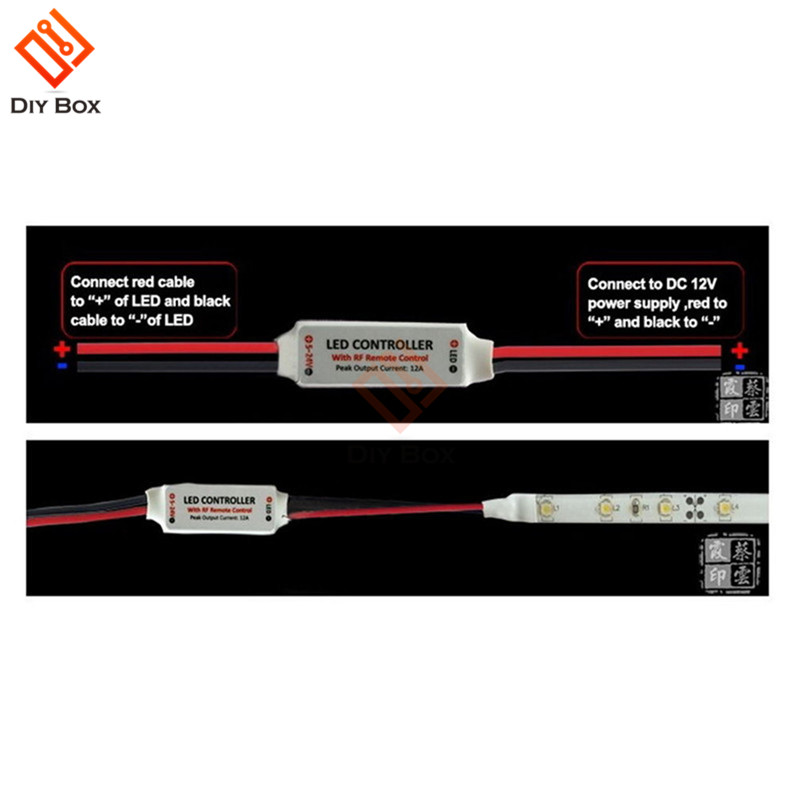 1Set 12V RF Mini Wireless Controller Switch LED Dimmer with Remote Switch Mini In-line LED Light Controller/Dimmer