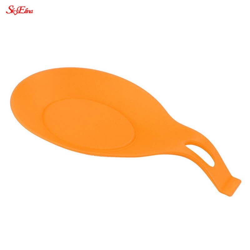 Repose-cuillère en Silicone multifonction | Sous-verre résistant à la chaleur, tapis à fourchette, ustensile porte-vaisselle support d'outils de cuisine pour cuillère 6zCF419: orange