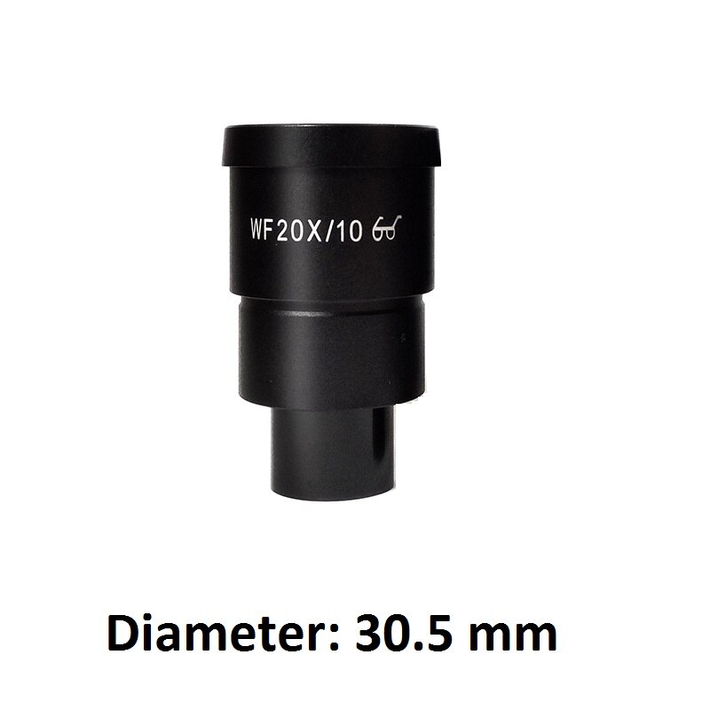 WF20X Eyepiece Ocular Lens for Stereo Microscope High Eye-point Field of View 10mm or 12mm with or without Reticle Scale: WF20-10 30.5mm