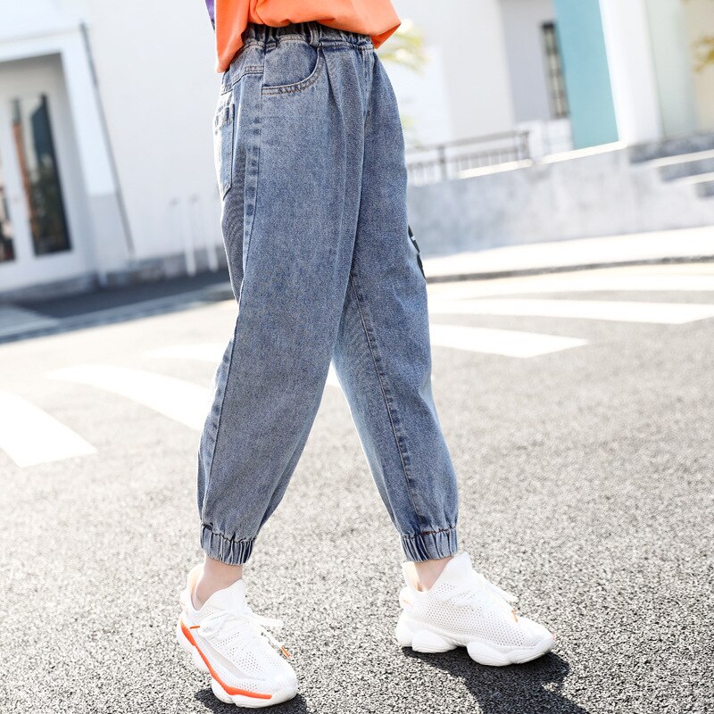 Cuhk freundlicher Jeans Teenager Mädchen Elastische Taille knapp Drucken Denim Hosen Baumwolle Mischung Cowboy Hosen lässig freundlicher Jeans