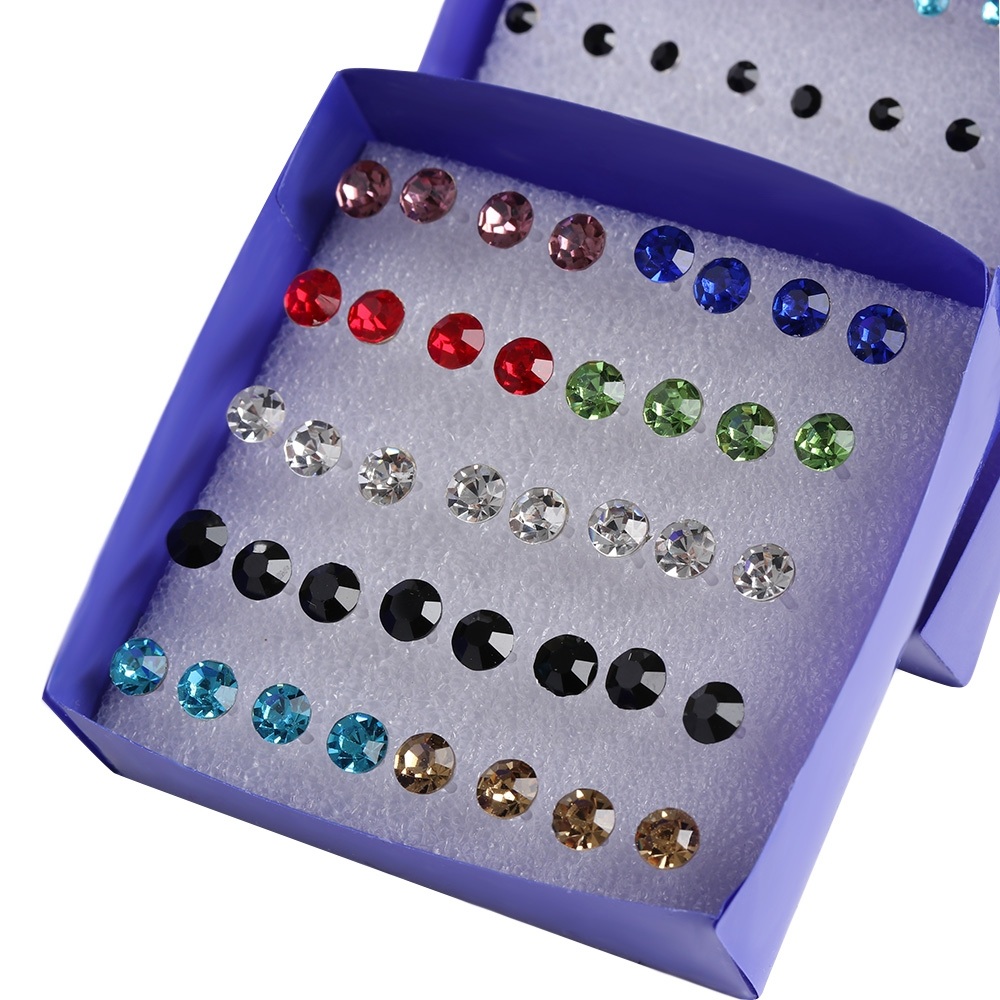 40Pcs Multi-color Stone Crystal Oorstekers Set Elegante Oorbellen Voorkomen Allergie Pin Oorbellen Set Voor Vrouwen Meisjes sieraden