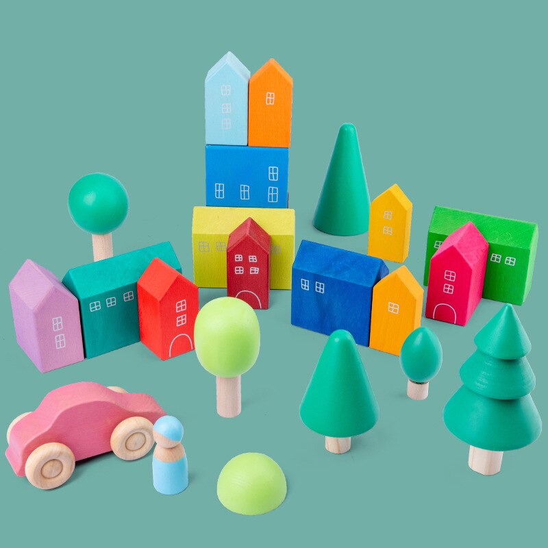 Baby Spielzeug 12Pcs Regenbogen Blöcke Kinder Große Kreative Regenbogen Bausteine Holz Spielzeug für kinder Montessori Pädagogisches Spielzeug