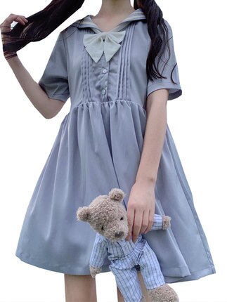 Japansk og koreansk college-stil skjørt sommer venninner kjole aldersreduksjon marine krage student kjole