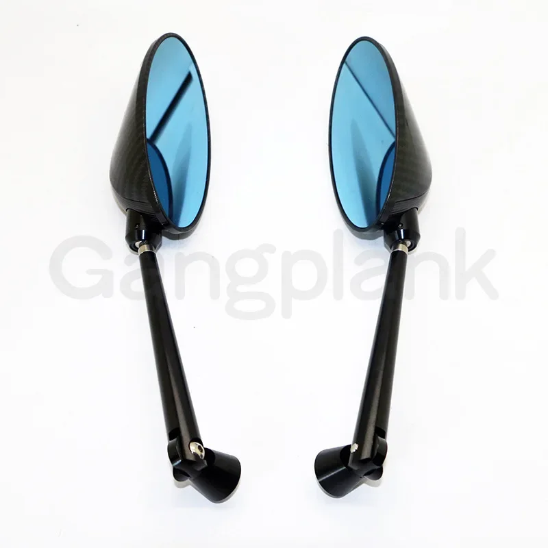 Universele ovale motorfiets achteruitkijkspiegel met anti-verblinding blauw glas, meerkleurig, goudblauw, rood
