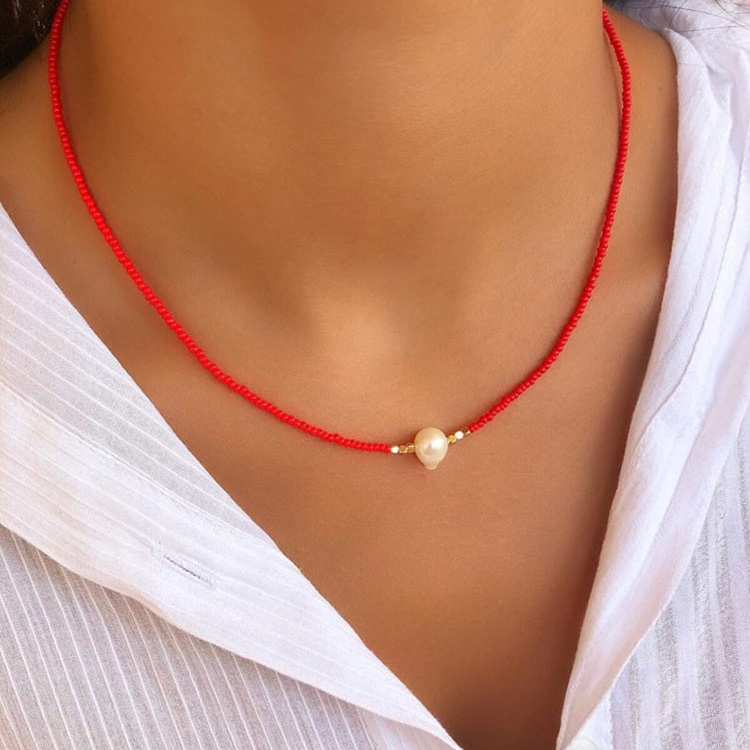 Cadena de cuentas de Color dorado hecha a mano bohemia, collares de , colgante de perlas, joyería para vacaciones en la playa para mujer, accesorios N0374: De arma
