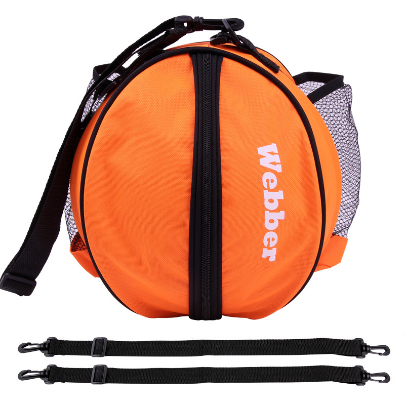 Universel sportspose basketball fodbold volleyball rygsæk håndtaske rund form justerbar skulderrem rygsække opbevaring: Orange