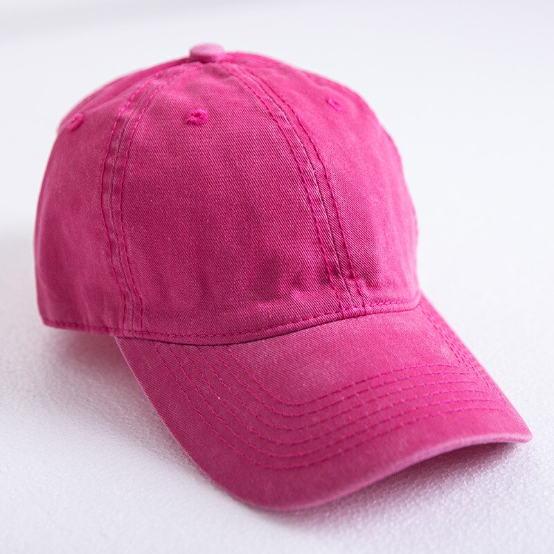 Lente Zomer katoen Gewassen Baseball Cap Mannen Vrouwen doen oude retro stijl Outdoor Zonnescherm Hoed Casual effen kleur baseball cap: Rose red
