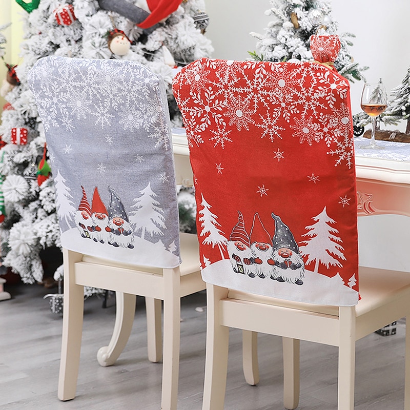 Kerst Stoel Cover Eettafel Kerstman Sneeuwpop Stoelen Back Covers Kerst Decoratie Voor Thuis Stoel Cover