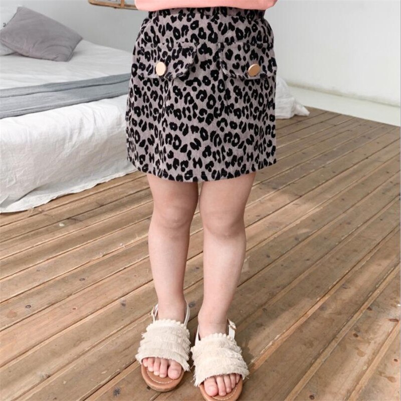Lille nederdel småbørn spædbørn baby piger botton leopard nederdel strand tøj forår sommer sol nederdel til 1 2 3 4 5 6 år