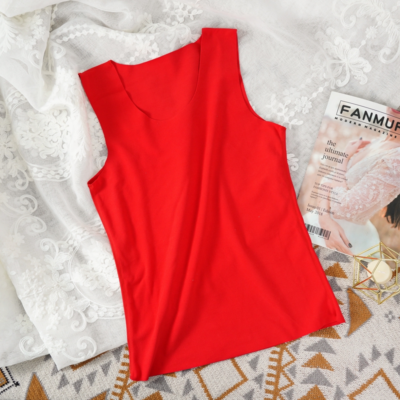Women Winter Warm Underwear Thermal Inner Wear Vest XL-3XL Crew Neck Tank Tops Thermo Tops Sleeveless Body Slim Undershirt: XXL / SKY BLUE