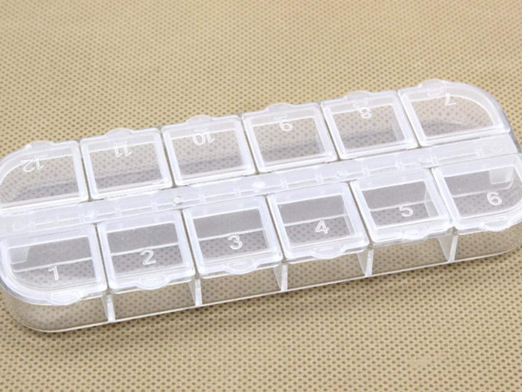 Clear Plastic Organizer Case 10 12 14 Compartments Jewelry Beads Display Storage Box