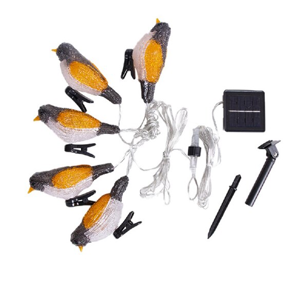 Bird Led String Light Robin Acrylic Mockingbird Solar USB Battery Powered 5 LED Garland Lights Fairy String with Clip Decoration: Solar White Yellow