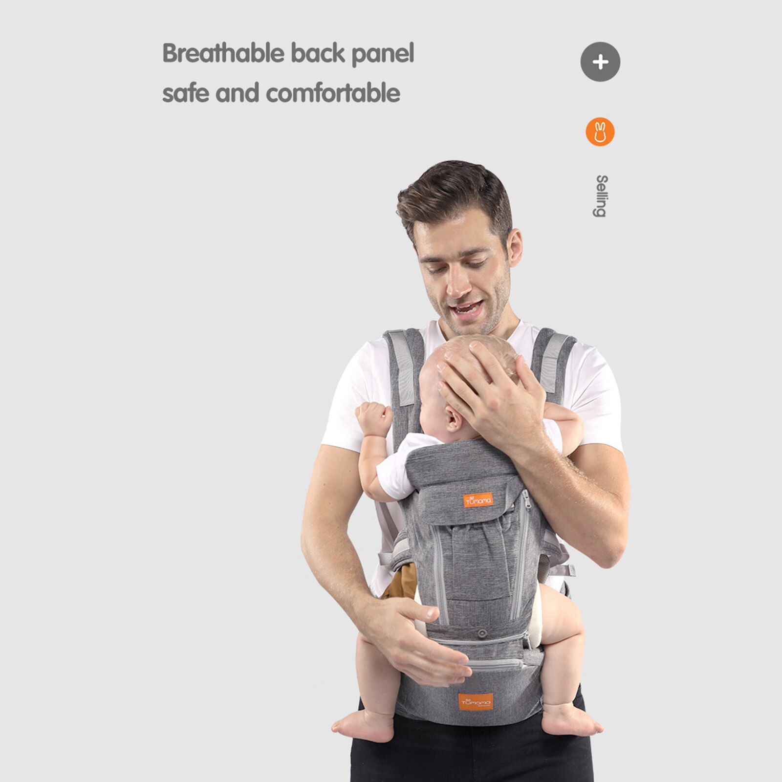 Baby Carriers for All Seasons, 3-in-1 Baby Wrap Carrier 0-36month: Gray