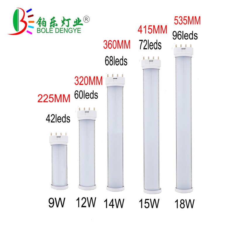 2g11 led Tube Light 2g11 pll Lamp PL bar 4pin Epistar SMD Diffused Cover 9W 12W 14W 15W 18W AC96-265V Cold white Warm white