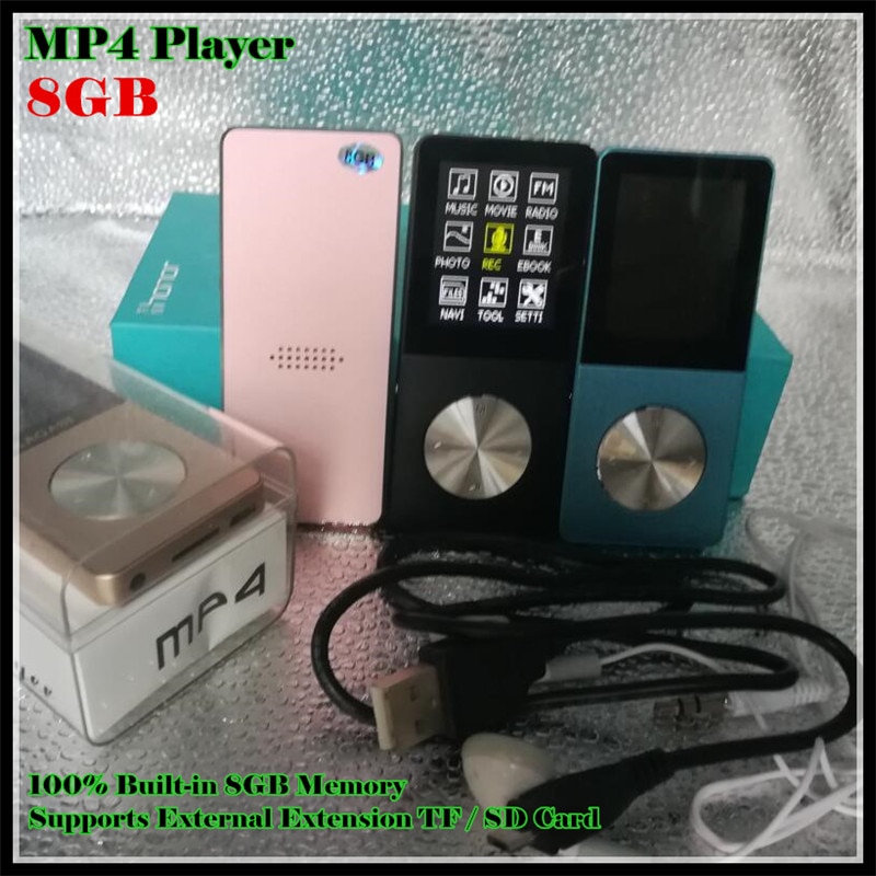 Sport musik hifi  mp3 mp4 afspiller 100%  indbygget -in 8gb ægte hukommelse 1.8 "lcd media videospil film fm fotofremviser, med tf / sd slot