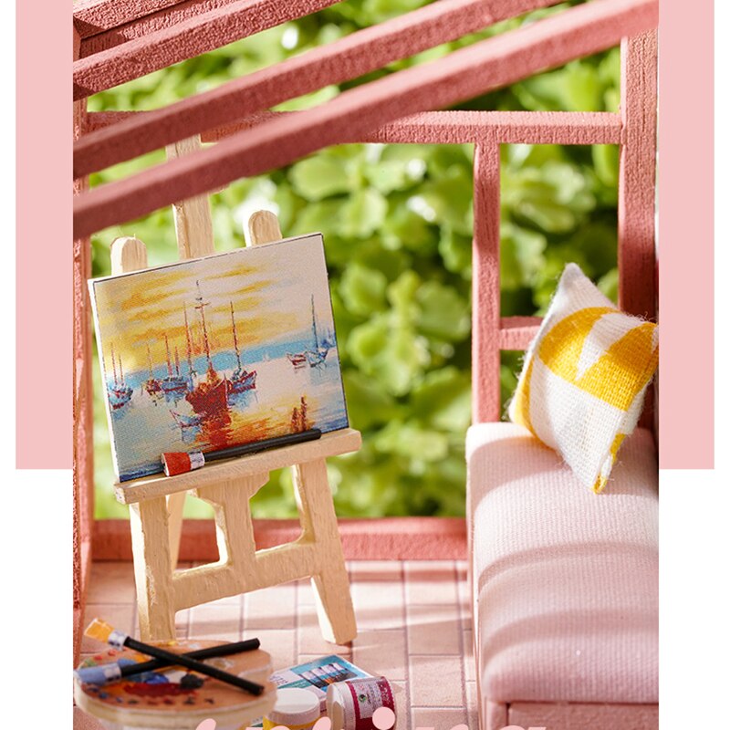 Casa de muñecas DIY para ensamblar madera, con muebles, puzle de apartamento nórdico, juguete para niños, de cumpleaños