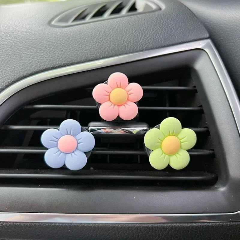 Clip de Perfume para coche con flor bonita, adornos de ventilación para aire acondicionado y aromaterapia, suministros de decoración Interior para coche, aroma para coche
