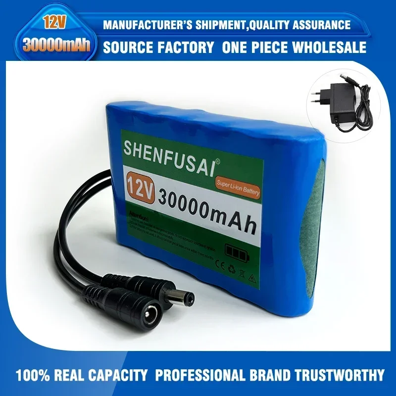 Portable Super 12V 30000mah Battery Rechargeable Lithium Ion Battery Pack Capacity DC 12.6v 30Ah CCTV Cam Monitor + Charger