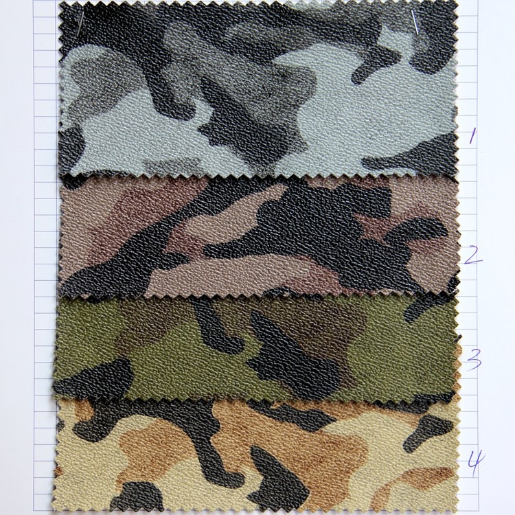 Couro sintético de PVC tecido de camuflagem