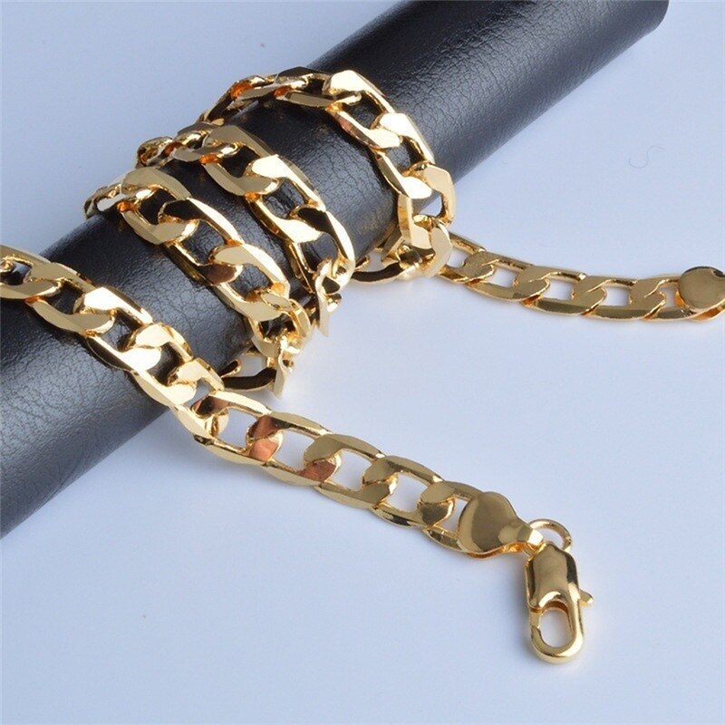 6Mm Cubaanse Link Chain Gouden Ketting Mannen Armband 20/45/50/55/60/65/70/75Cm Curb Chain Hip Hop Ketting Voor Mannen Sieraden Kolye4: 45cm 18inch