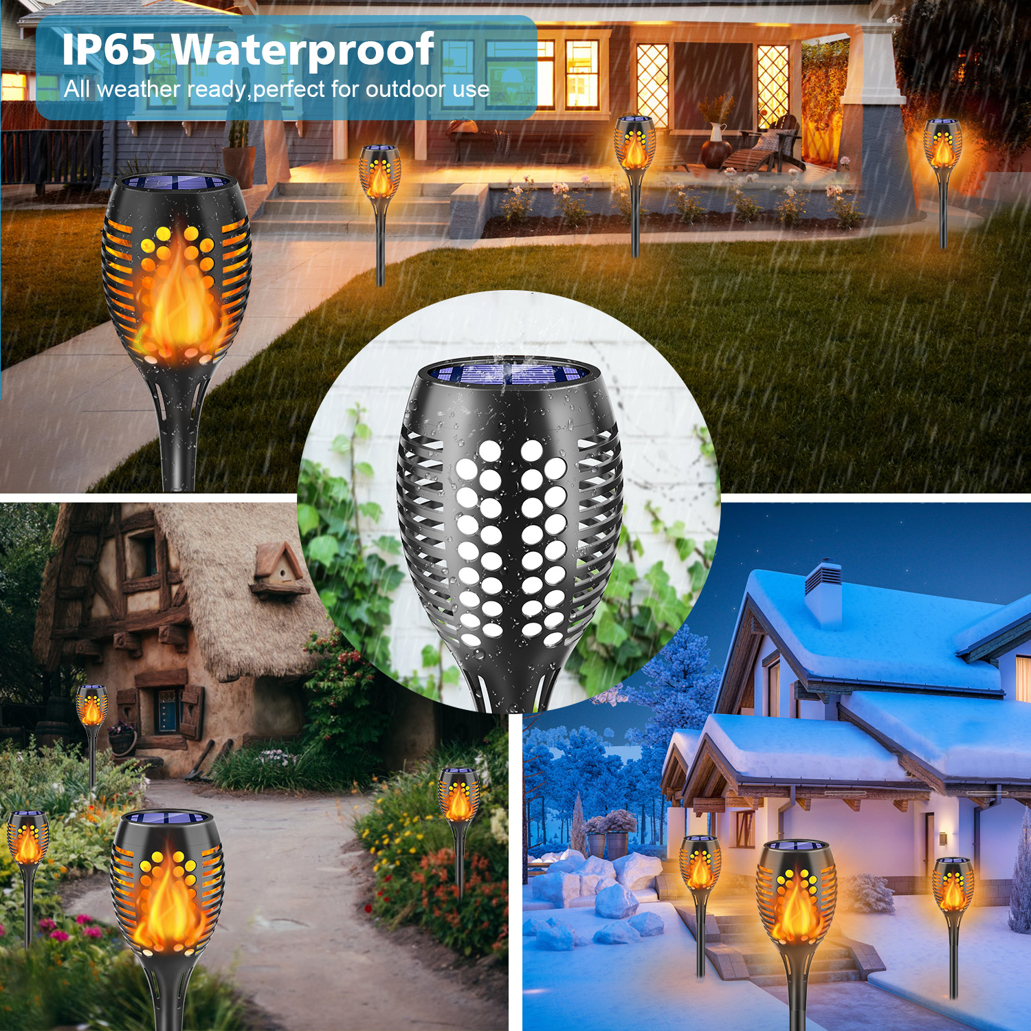 12/33/96led Zonne-Vlamzaklampen Flikkerend Licht Waterdichte Tuindecoratie Buiten Gazon Pad Tuin Patio Staande Lampen