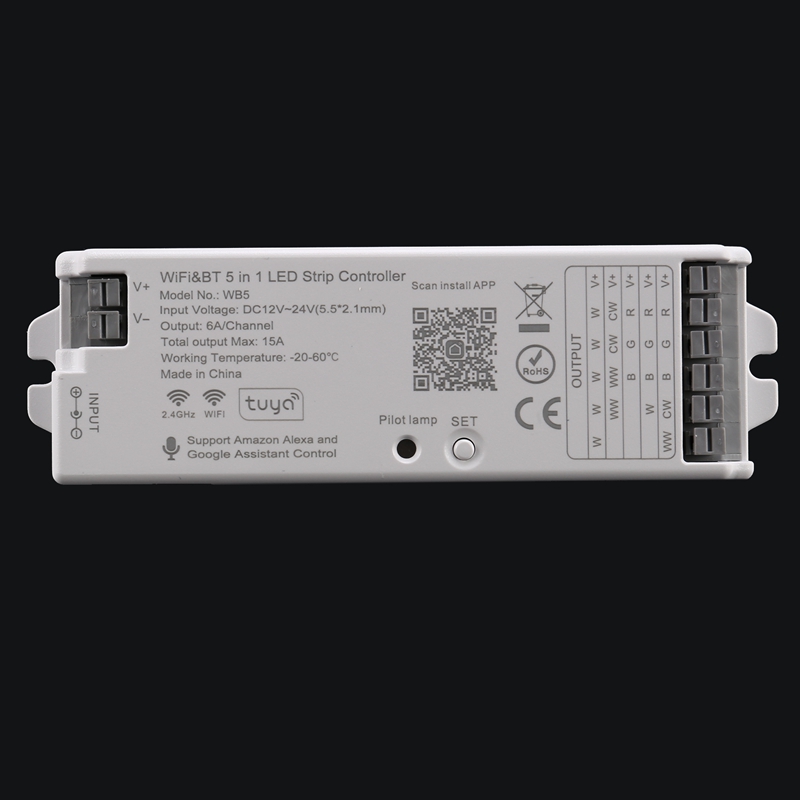 WB5 Bluetooth &amp; RF 5 In 1 LED Controller 5CH Tuay APP For Single Color CCT RGB RGBW RGBCCT Led Strip Lighting Tape