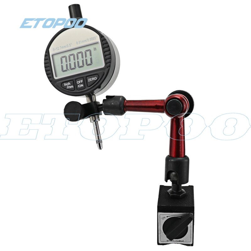 Digital Dial Indicator 0-12.7Mm/0.5'' 0-25.4Mm 0.01Mm with Mini Magnetic Base Holder Gauge Caliper Measuring Tools: Orange