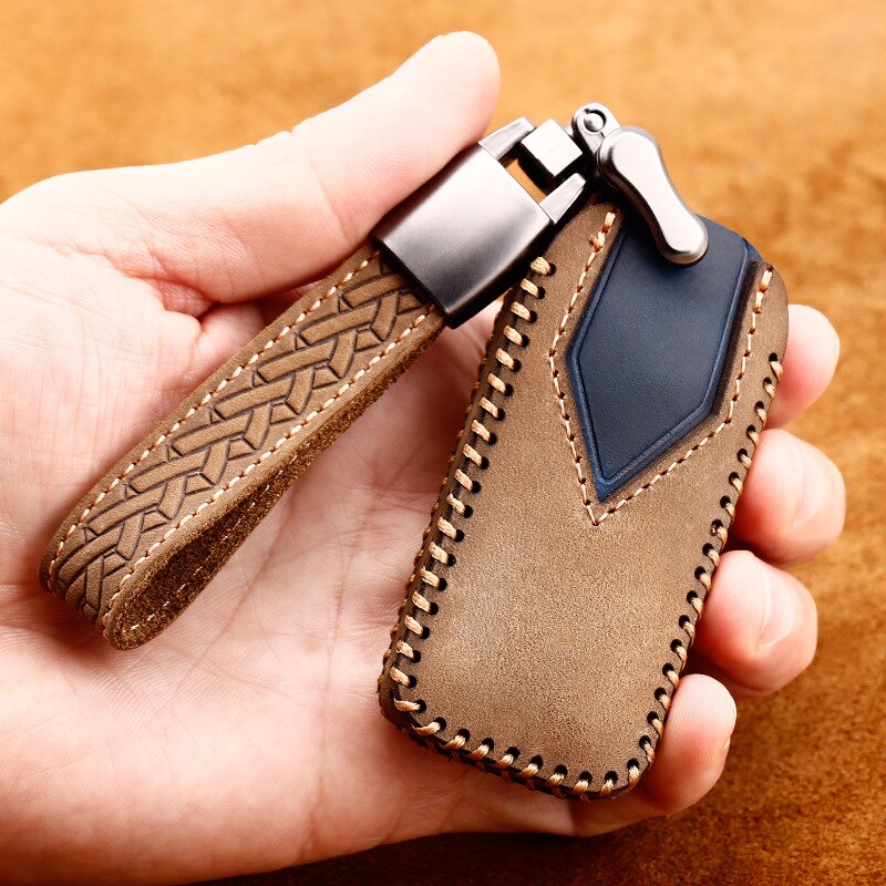 Leather car key case cover keychain For Mitsubishi Outlander Lancer 10 Pajero Sport EX ASX L200 Auto Bag