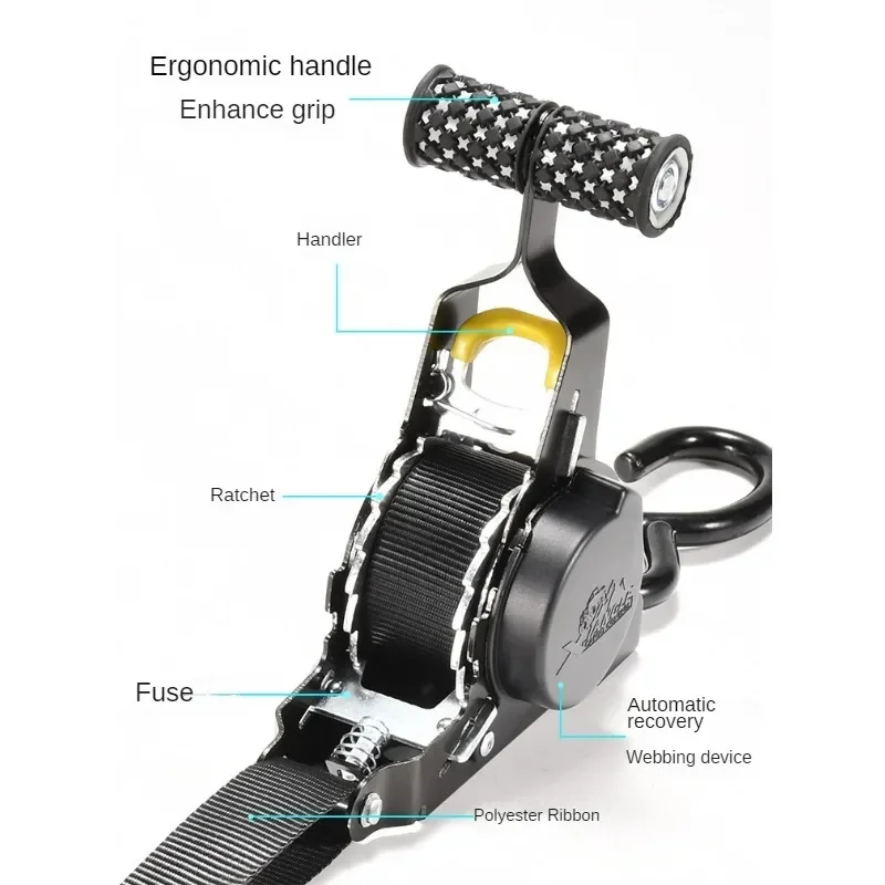 Correas automáticas para cinta de carga, cinturones retráctiles para motocicletas, correa de trinquete para carga, correa de equipaje, cinturón tensor de trinquete para coche