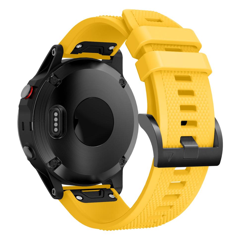 22 MM mode stijl Band Voor Garmin Fenix 5 Horloge Siliconen Polsband Voor Garmin Fenix 5 Plus Band voor Garmin Fenix 6 Horlogeband: YELLOW / 24mm