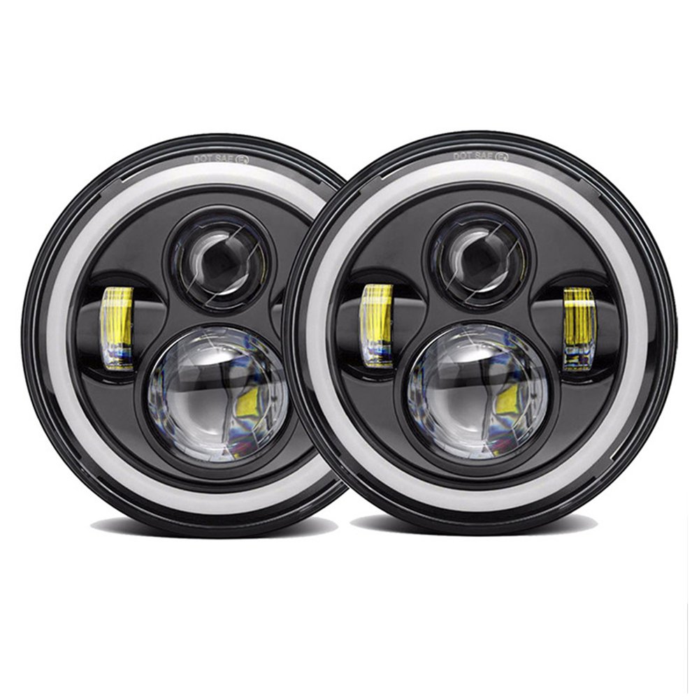 2 pièces 7 pouces 45W LED ronde phares Halo Angle yeux pour Jeep pour Wrangler pour JK LJ TJ CJ phares lumière de travail hors route