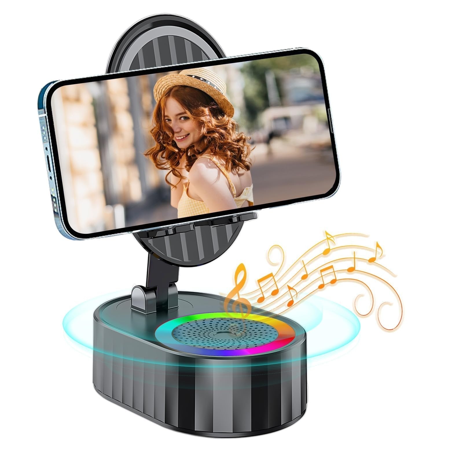 Upgraded Cell Phone Stand Holder with Bluetooth Speaker Adjustable Desktop Live Lazy Tablet Bracket Support Car Holder: Red