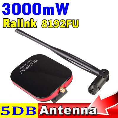 3000Mw High Power Draadloze Netwerkkaart Adapter Wifi Ontvanger 8192FU Chip 5DB Antenne